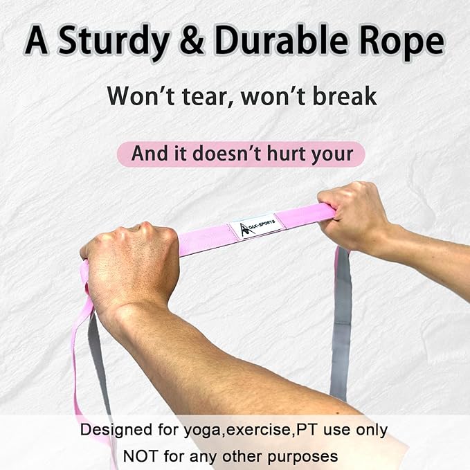 Stretching Strap Yoga Strap with Loops, Stretch Straps for Physical Therapy, Non-Elastic Exercise Strap for Pilates, Dance and Gymnastics with Workout Guide