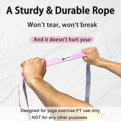 Stretching Strap Yoga Strap with Loops, Stretch Straps for Physical Therapy, Non-Elastic Exercise Strap for Pilates, Dance and Gymnastics with Workout Guide