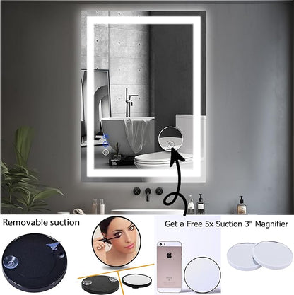 LED Bathroom Mirror with Lights for Wall Mounted 40x24in Large 3 Color