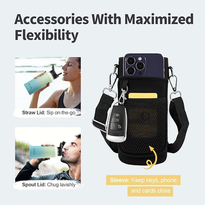 32 oz Insulated Water Bottle with Straw (Cold for 48 Hrs), Stainless Steel Triple Wall Vacuum Sports Water Jug, Leakproof Hydro Cup Flask with Paracord Handle & Straw Spout Lids & DIY Stickers