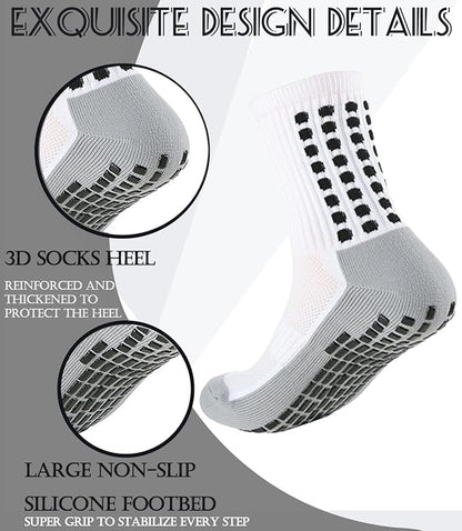 KMOLY 1 Set Soccer Grip Socks,Shin Guard Sleeves for Football Basketball for Men and Women Black/White One Size