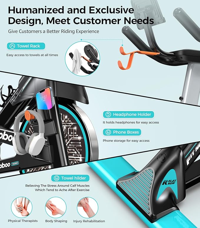 pooboo Exercise Bike, Adjustable Magnetic/Brake Pad Resistance Silent Belt Drive, Indoor Cycling Bike for Home Cardio, Fitness Stationary Bike with 350lbs/300lbs Weight Capacity &Upgraded Version Seat