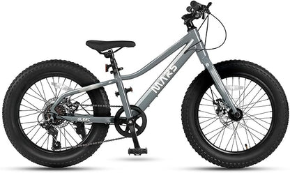 Glerc Mars Kids Mountain Bike, 20 24 Inch Fat Tire Bike for Teen Ages 6-14 Year Old, Bicycle with 2.8-Inch Wide Tires and 6 Speed Drivetrain, Multiple Colors