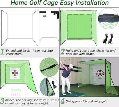 Golf Practice Hitting Nets for Backyard Driving Indoor Use Heavy Duty Practice Golf Driving Nets for Backyard Premium Portable Golf Impact Nets Cages with Frame