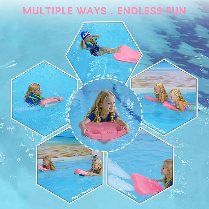 Electric Swimming Kickboard for Kids,Motorized Swim Board with Water Gun, Motorized Swim Training for Children Adults, 60N Thrust, 198 lbs Buoyancy, 25V Rechargeable Battery