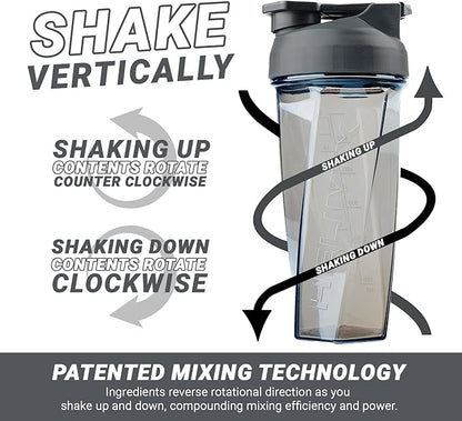 HELIMIX 2.0 Vortex Blender Shaker Bottle Holds upto 28oz | No Blending Ball or Whisk | USA Made | Portable Pre Workout Whey Protein Drink Shaker Cup | Mixes Cocktails Smoothies Shakes | Top Rack Safe