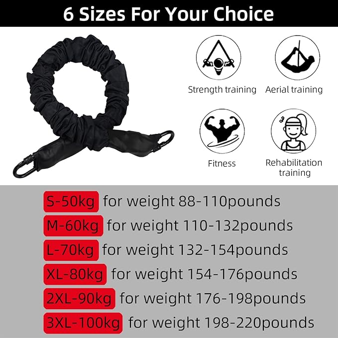 PRIOR FITNESS Premium Bungee Cord, Heavy Duty Bungee Fitness Cord,110-176Pounds Resistance Cord Elastic Rope Suspension Workout Fitness Bands for Exercise at Home Gym Include ONLY 1* Extra Bungee Cord