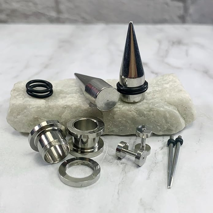 BodyJ4You 37PC Ear Stretching Kit - Beginner Gauges 14G-00G Starter Set - Aftercare Balm Wax - Steel Tapers Single Flare Plugs Screw Fit Tunnels - Women Eyelet Mens Earrings Expander Piercing Jewelry