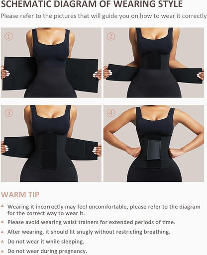 FeelinGirl Waist Trainer Belt Waist Cincher Trimmer Ab Belt Tummy Control Body Shaper with Triple Wrap Women and Men