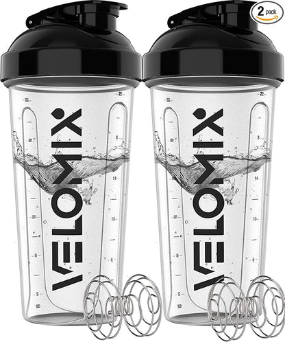 '-2 Pack- 28 oz Protein Shaker Bottles for Protein Mixes - 2x Wire Whisk | Leak Proof Shaker Cups for Protein Shakes | Protein Shaker Bottle Pack | Shakers for Protein Shakes - 2xTransparent