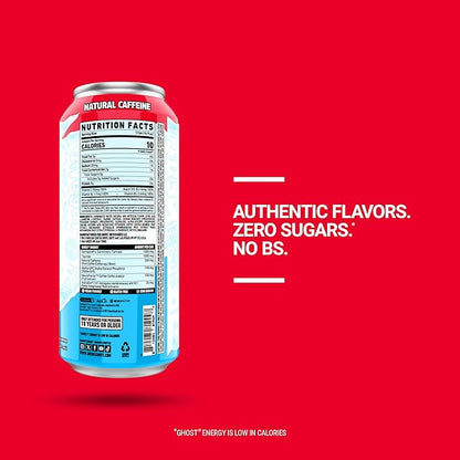 GHOST Energy Drink - 12-Pack, 'Merica Pop, 16oz Cans - Energy & Focus & No Artificial Colors - 200mg of Natural Caffeine, L-Carnitine & Taurine - Gluten-Free & Vegan
