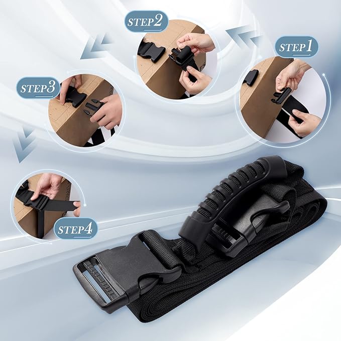 Box Carrying Strap with Handle, Handheld Belt for Safely Moving and Lifting Heavy Boxes, Adjustable Belt, Cross Style Carry Straps, Suitable for Groceries, Luggage(74.8 inch)