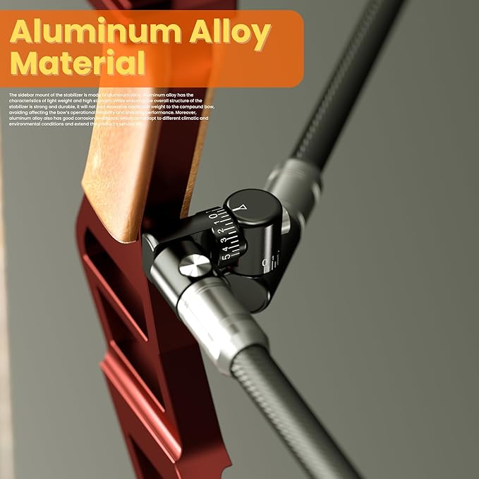 Bow Stabilizer Kit, Adjustable Bow Rod Stabilizer for Compound Bows, Quick Disconnect Single-Sided V-bar Mount, Aluminum Alloy Sidebar Mount Bow Mount