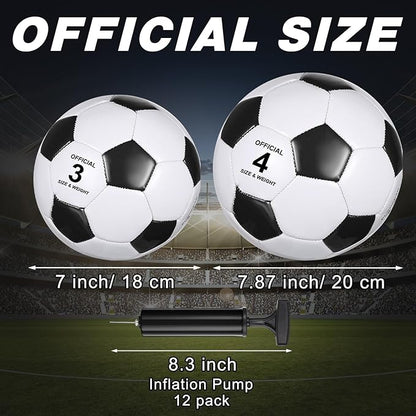 12 Pack Operation Christmas Bulk Items Soccer Ball with Pump Needles, Official Size 3/4/5 Soccer Ball Deflated Gift for Christian Charity Donation Training Practice
