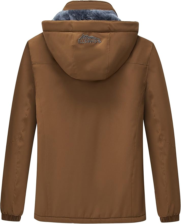 ELLSWOS Men's Waterproof Ski Jacket Winter Snow Coat Warm Hooded Raincoat Windproof Windbreakers