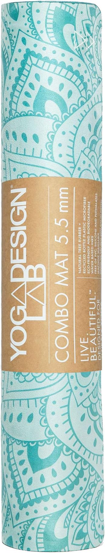 YOGA DESIGN LAB | The Combo Yoga Mat | 2-in-1 Mat+Towel | Eco Luxury | Ideal for Hot Yoga, Power, Bikram, Ashtanga, Sweat | Studio Quality | Includes Carrying Strap!