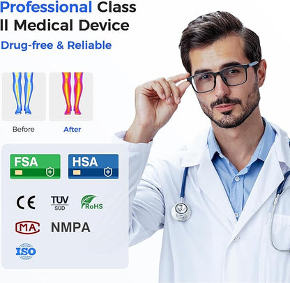 Foot Massager for Neuropathy, Rechargeable TENS EMS Foot Stimulator with 10 Modes 20 Intensities, Feet Circulation Stimulator for Neuropathy, Plantar Fasciitis, Gifts for Mom Dad