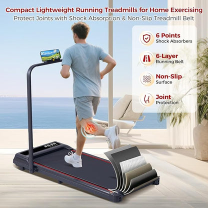 Walking Pad with Handle Bar, 3.0HP Compact Portable Walking Pad Treadmills for Home Small with Handles, 0.6-6.2MPH Electric Small Under The Desk Treadmill for Small Space, 320LBS