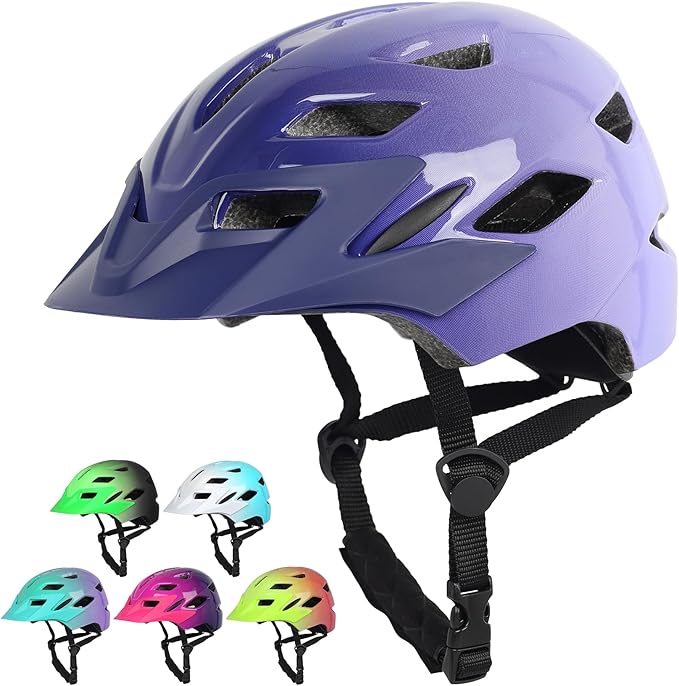 Kids Bike Helmet,Bavilk Kids Boys Girls Bike Helmets with LED Light Detachable Visor Children Youth Teen Multi-Sport for Skating Cycling Scooter Skateboard Adjustable & Lightweight 19.7"-22.4"