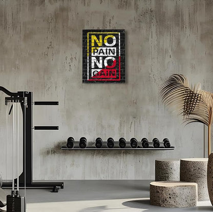 Gym Quotes Wall Art,Inspirational Workout Wall Decor,No Pain No Gain Canvas Wall Art for Home Gym Exercise Fitness Room