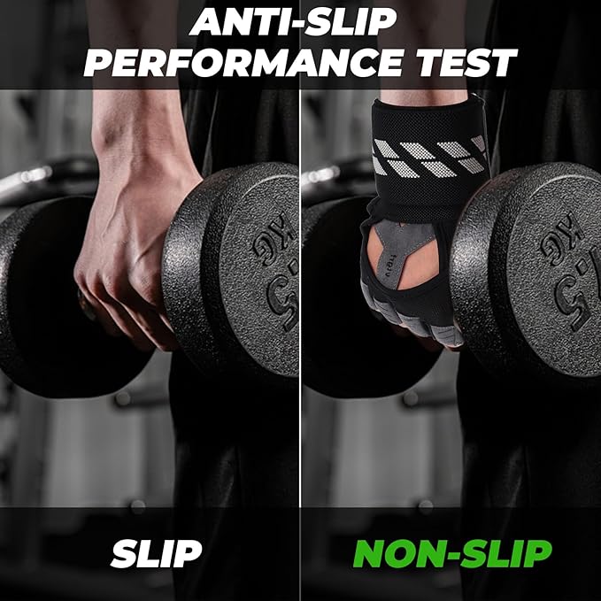 Fingerless Fitness Gloves with Wrist Support for Men - Ideal for Gym, Workout & Weight Lifting, Sports Gloves with Padded Design, Excellent Grip and Cushion Pads