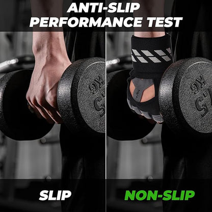 Fingerless Fitness Gloves with Wrist Support for Men - Ideal for Gym, Workout & Weight Lifting, Sports Gloves with Padded Design, Excellent Grip and Cushion Pads