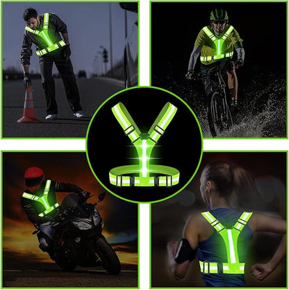 Led Reflective Vest Running Gear,USB Rechargeable Light Up High Visibility Running Vest,6-11hrs Light with Adjustable Waist/Shoulder for Runners Walkers