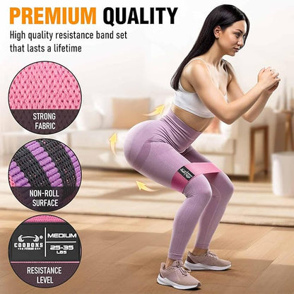 Fabric Resistance Bands for Working Out - Exercise Bands for Women and Men, Booty Bands for Legs and Glute, Yoga, Pilates, Rehab, Fitness and Home Workout