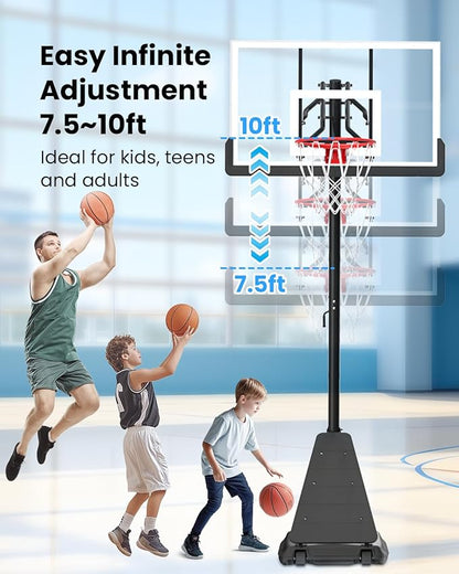 IGL Basketball Hoop Outdoor with 52 Inch Shatterproof Backboard, 10FT Height Portable Basketball Hoop Outdoor, Adjustable Basketball Goal System