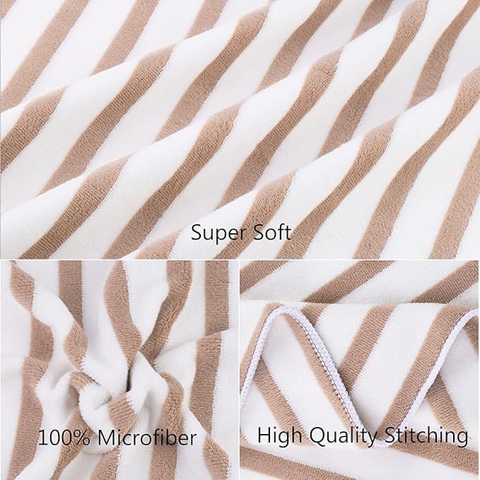 JML Microfiber Towels, Bath Towel Sets (4 Pack, 27" x 55") - Extra Large, Soft, Absorbent, Fast Drying, Multipurpose for Hair Wrap, Swimming, Fitness, Sports, Yoga -Stripe Coffee