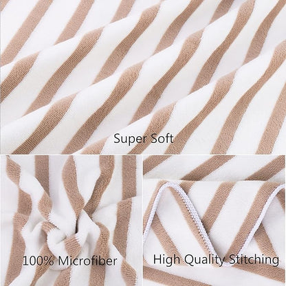 JML Microfiber Towels, Bath Towel Sets (4 Pack, 27" x 55") - Extra Large, Soft, Absorbent, Fast Drying, Multipurpose for Hair Wrap, Swimming, Fitness, Sports, Yoga -Stripe Coffee