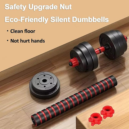 Adjustable Dumbbell Set, 5-44 lbs Free Weight Set with Connector for Barbell, Dumbbells, Push-Up Options, Fitness Exercises for Home Gym Suitable Men/Women