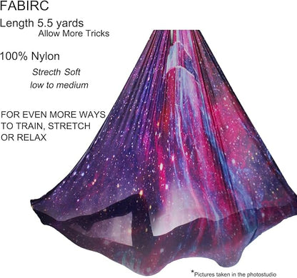 F.Life Aerial Yoga Hammock kit- Yoga Swing Multicolor 5 yards-Flying Yoga Include Daisy Chain,Carabiner and Pose Guide