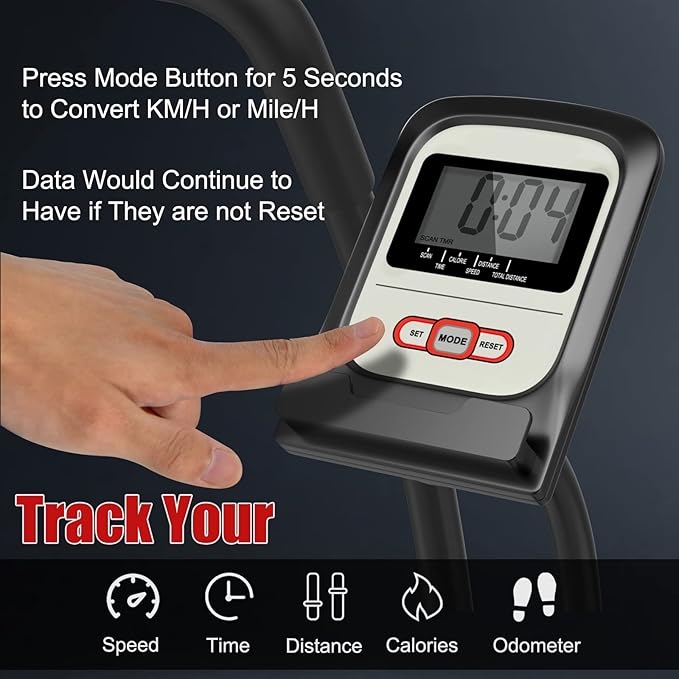 Goplus Air Bike, Fan Exercise Bike with Unlimited Resistance, Clear LCD Display, Tablet Holder, Adjustable Seat and Built-in Wheels, Fan Cycling Bike for Home Cardio Training