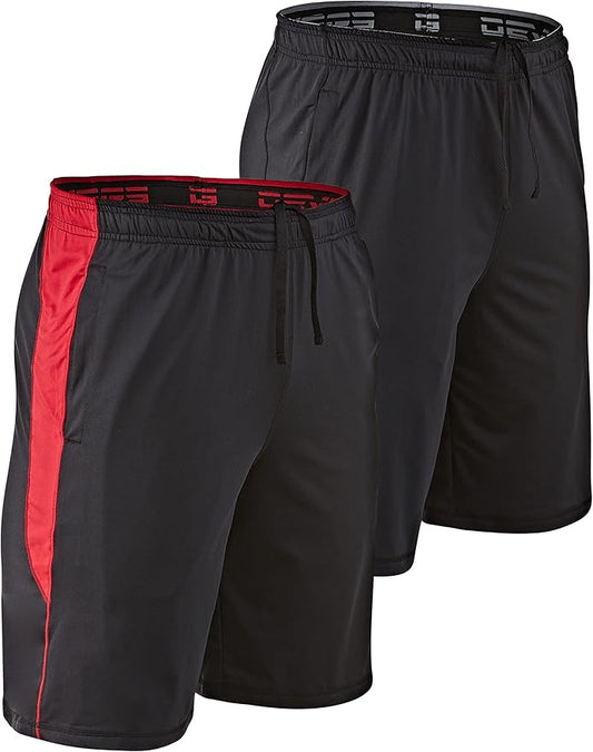 DEVOPS Men's 2-Pack Loose-Fit 10" Workout Gym Shorts with Pockets