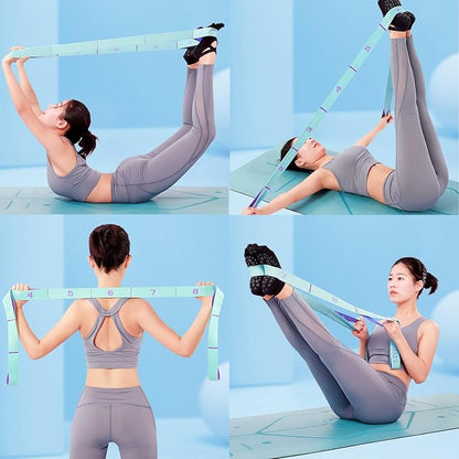 Stretch Straps, Elastic Yoga Stretching Strap with Adjustable 11 Loops, Fitness Leg Stretch Band for Physical Therapy Dance Yoga Ballet Pilates Gymnastics Exercise Flexible Pilates Stretch Band