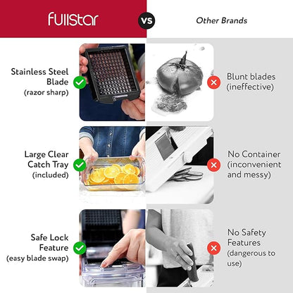 Fullstar The Original Pro Chopper - Vegetable Chopper and Spiralizer, Food Chopper with Container, Fruit Slicer, Kitchen Gadgets & Accessories, Home Essentials (4 in 1, Clear)
