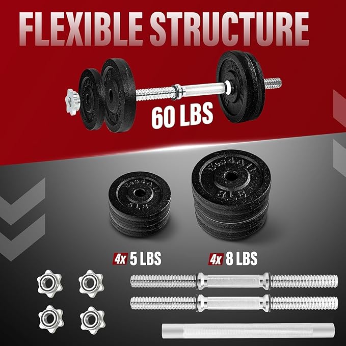 Yes4All Old School Adjustable Dumbbell Set with Weight Plates, Star Lock Collars/Connector, 40lbs to 200lbs Adjustable Weight Plates Set