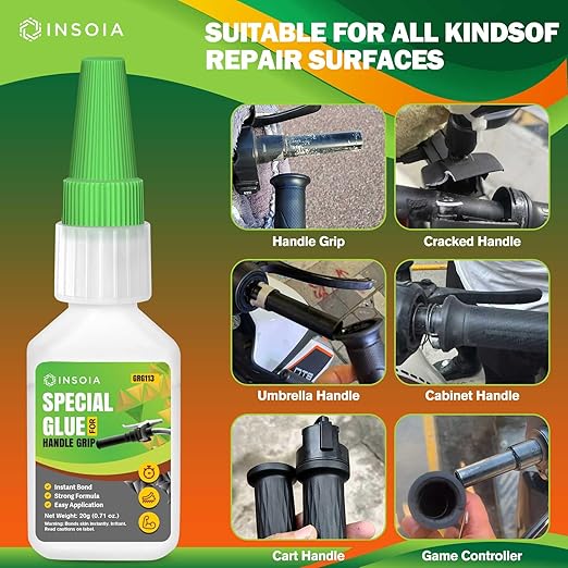 Grip Glue, 20g Quick Dry Handlebar Grip Adhesive for Motorcycle, Dirt Bike, ATV, Bicycle, Ebike & Snowmobile ??Quick-Dry, Waterproof, Flexible Repair Clear Glue