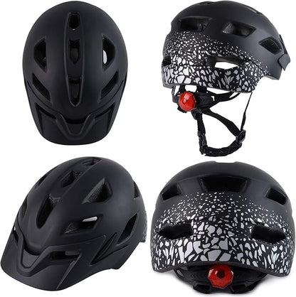 Kids Bike Helmet,Bavilk Kids Boys Girls Bike Helmets with LED Light Detachable Visor Children Youth Teen Multi-Sport for Skating Cycling Scooter Skateboard Adjustable & Lightweight 19.7"-22.4"