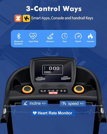 8.7MPH Walking Pad Treadmill for Home with Incline, 3.5HP Real Brushless Treadmill with Incline 350 lb Capacity, Double Deck Running Desk Treadmills Support App and Pre-Set Mode