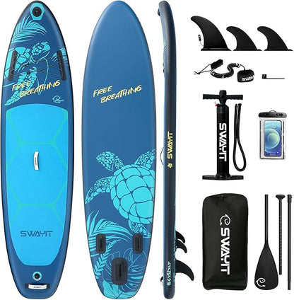 Inflatable Stand Up Paddle Board – Durable SUP for Adults & Youth,33" Wide Blow Up Paddle Board with Paddle, Pump, Backpack,Leash – All Around Stable for All Skill Levels, Carries up to 450 lbs