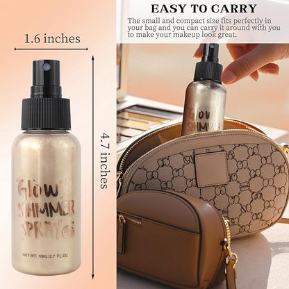 Glitter Spray for Hair and Body, Glitter Body Spray, Quick-Drying Waterproofing Body Shimmer Suitable for Festival Rave (Gold, 2.6 fl oz)