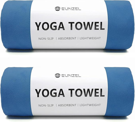 Eunzel 2 Pack Hot Yoga Towel Non Slip Yoga Mat Towel Non-Slip Sweat Absorbent Microfiber Towel for Hot Yoga, Pilates and Workout 72" x 26.5", Navy
