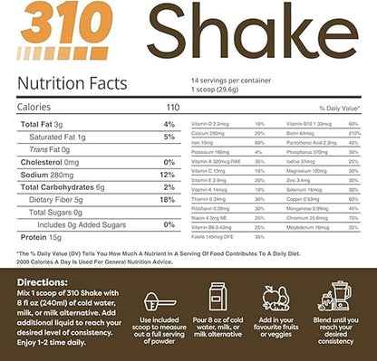 310 Nutrition All-In-One Meal Replacement Shake Powder - Plant-Based Protein Smoothie Blend w/High Fiber, Probiotics & Adaptogens - Low Carb, Vegan, Keto & Paleo Friendly - Tropical Coconut - 28 Srv