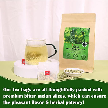 FullChea - Bitter Melon Tea, 2g X 40 Count - Premium Natural Dried Momordica Charantia - Cut & Sifted - Non-GMO - Caffeine-free - Support Wellness & Digestion Support