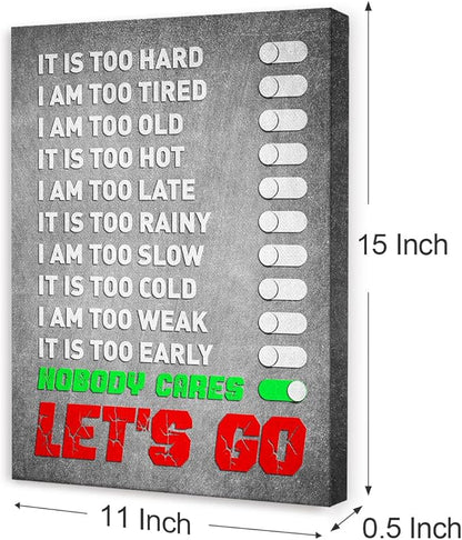 Gym Quotes Wall Art,Inspirational Workout Wall Decor,Let's Go Canvas Wall Art for Home Gym Exercise Fitness Room