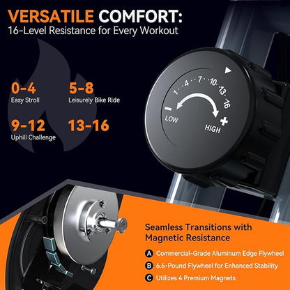 Foldable Exercise Bike Stationary Bikes for Home, 5 IN 1 Indoor Workout Bike, Cycling Bike with 16-Level Quiet Magnetic Resistance, 6.6 LBS Flywheel and 300LBS Capacity, 2025 Designed 817 X-bike