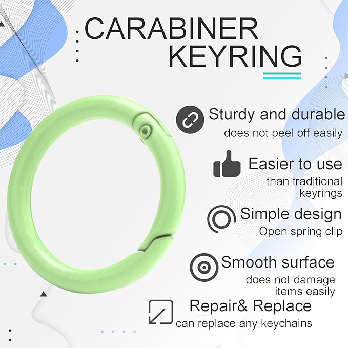 12 Pack 1 Inch Metal Round Carabiner Keyring, Trigger Spring O Rings for Keychain, Purse Chain Clips, Paracord Lanyard, Key Rings DIY Accessories (Assorted)