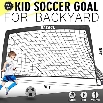 Kids Soccer Goal for Backyard, 6x4 9x5 FT Portable Soccer Nets Pop Up with Ball, Agility Ladder, Cones, Target & Carry Bag for Toddler Youth Outdoor Indoor Training Practice Sports Games Play